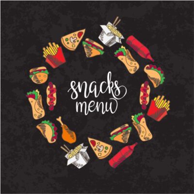 طرح وکتور منو و غذا ها و فست فود