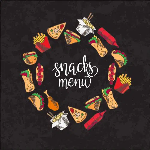 fast food menu set icons background french 1 طرح وکتور بستنی شاد