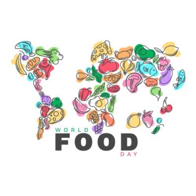 طرح وکتور غذا ها با نقشه جهان