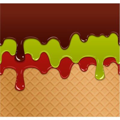 طرح وکتور شره بستنی رنگ قهوه ای سبز و قرمز - طرح مربا ژله و شکلات