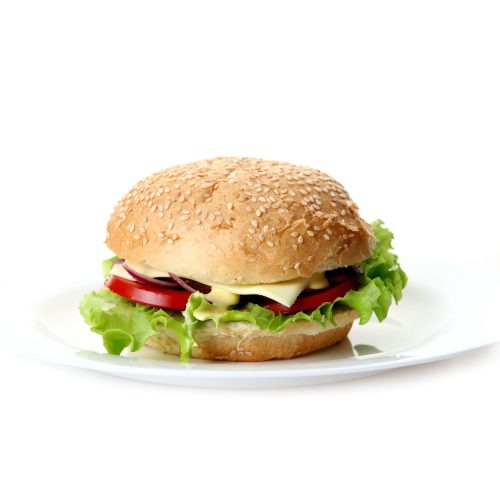 fresh hamburger with salad onion 1 پوستر