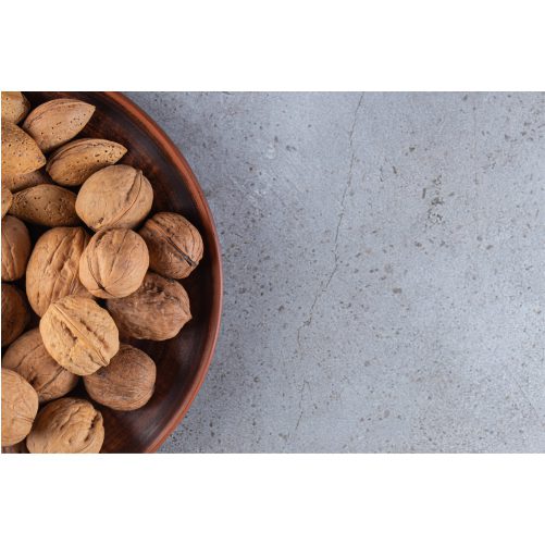 fresh healthy walnuts placed stone table 1 تصویر با کیفیت کاسه پر از گرد