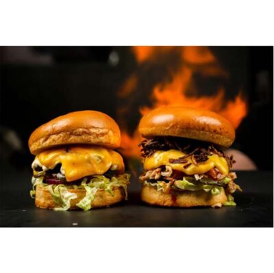 تصویر با کیفیت بالا همبرگر نمای روبرو مناسب چاپ