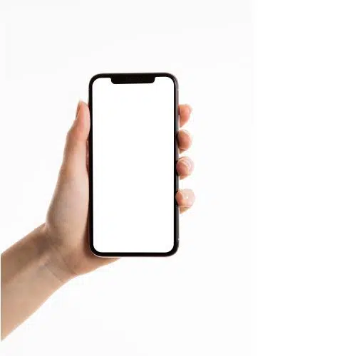 front view hand holding smartphone 1 تصویر بسیار با کیفیت پیتزا