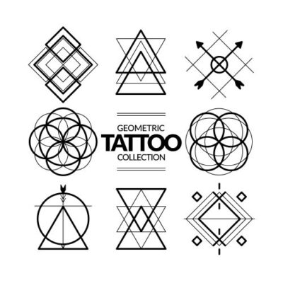 طرح وکتور مجموعه نماد های تتو و خالکوبی