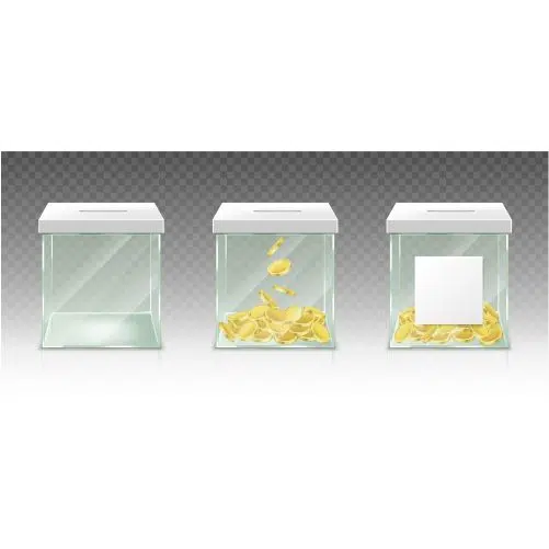 glass money box tips savings donations isolated tr 1 موکاپ پیشخان تبلیغاتی - غرفه ایستاده