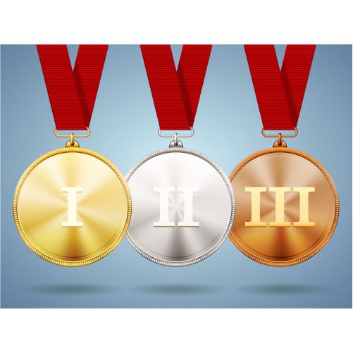 gold silver and bronze medals on ribbons 1 انتزاعی - ورزشی - تناسب اندام - آرم - لوگوتایپ - الگو