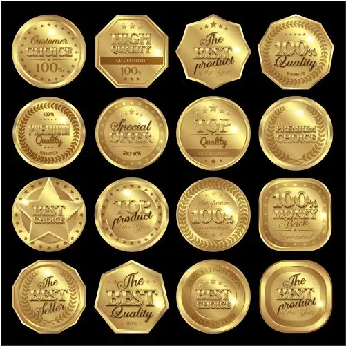golden awards badge set 1 آیکون سه بعدی نمودار سکه های دلاری با فلش رشد