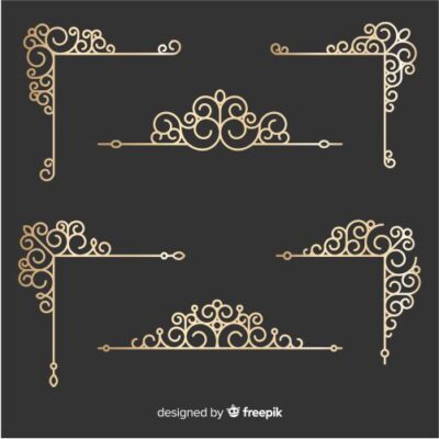 طرح وکتور حاشیه تزئینی طلایی و کادر