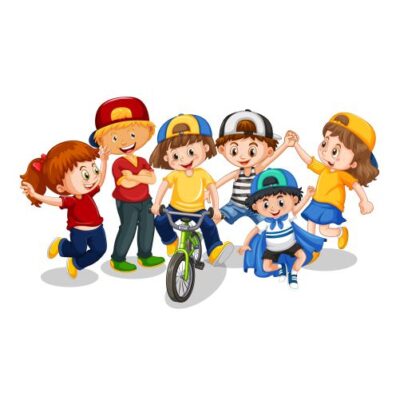 طرح وکتور بازی کودکان و دوچرخه سواری