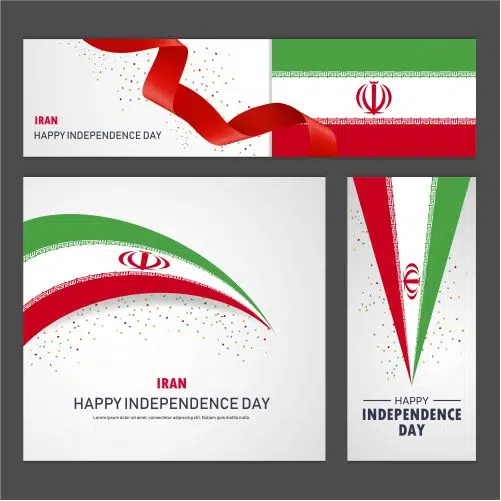happy iran independence day banner background set 1 طرح وکتور ست پرچم ایران روز پیروزی انقلاب جمهوری اسلامی ایران