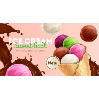 طرح وکتور و پوستر بستنی میوه ای