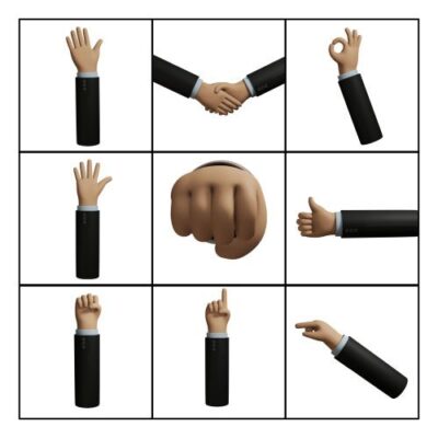 آیکون سه بعدی 12 حالت دست