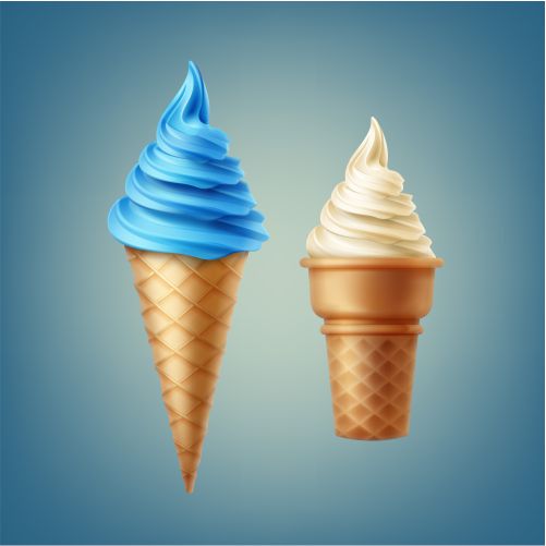 illustration soft ice cream various flavors different cones isolated 1 طرح وکتور بستنی چوبی سه رنگ قلبی