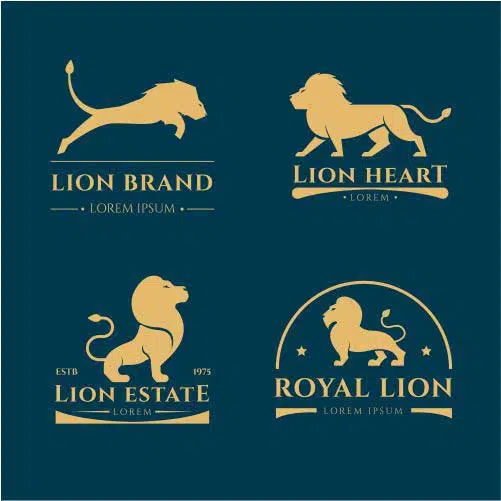 lion logo collection with golden style 1 طرح وکتور لوگو آماده شیر