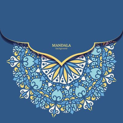 طرح وکتور زمینه لاکچری آبی و طلایی - طرح شیک ماندالا