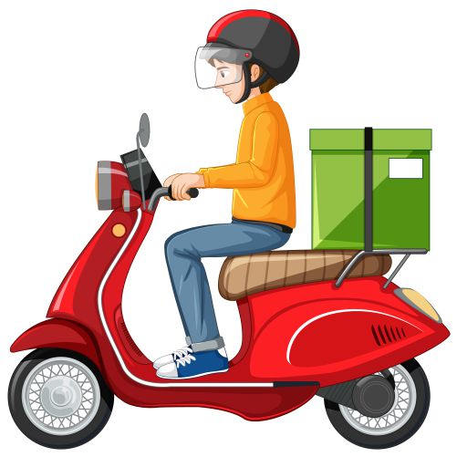 man riding scooter on white background 1