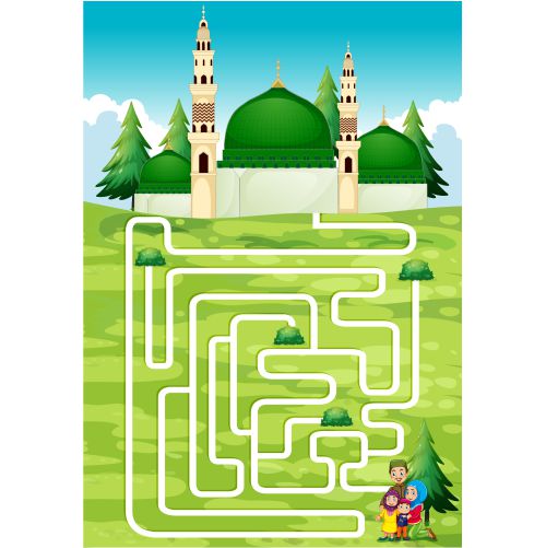 maze game with people mosque 1 طرح