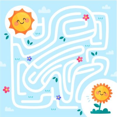 طرح وکتور ماز پیچ در پیچ مدل خورشید و گل آفتاب گردان