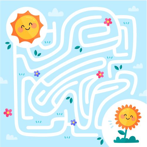 maze kids with sun plant 1