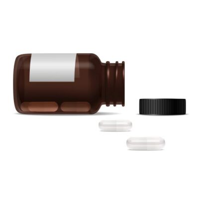 طرح وکتور بطری دارو با درب باز