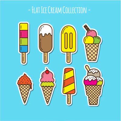 ست وکتور بستنی های رنگارنگ