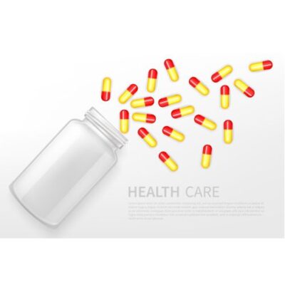 طرح و کتور ظرف دارو کپسول قرمز و زرد