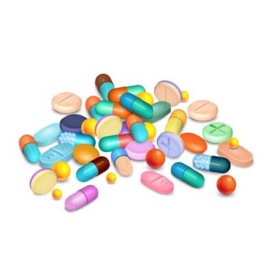 طرح وکتور انواع دارو و قرص روی زمین