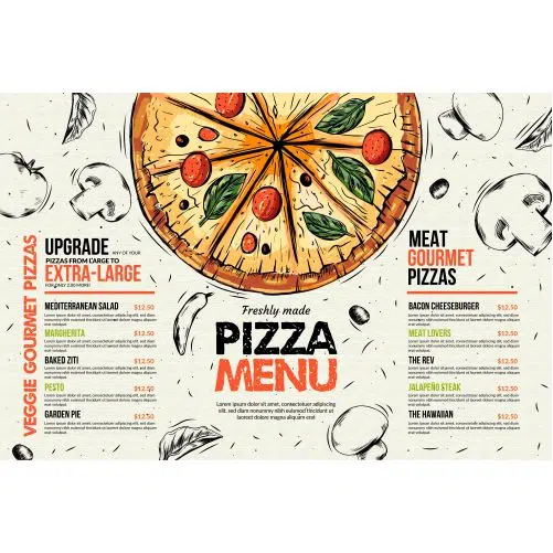pizza restaurant menu template 1 طرح وکتور و لایه باز منو فست فود و ساندیچ