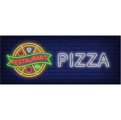 طرح وکتور نئون پیتزا و رستوران