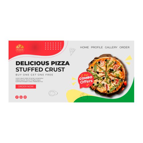 pizza restaurant template landing page 1 وکتور طرح موتورسیکلت