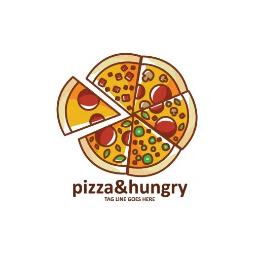 pizza shape logo template 1 طرح شکل موج پر جنب و جوش آبی با زمینه سفید