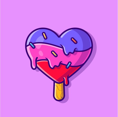 popsicle ice cream love cartoon illustration flat cartoon style 1 طرح وکتور بستنی چوبی سه رنگ قلبی