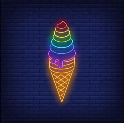 طرح وکتور بستنی قیفی نونی بصورت نئونی