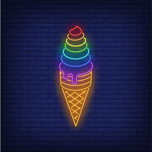 rainbow colored ice cream neon sign 1 استیکرهای بستنی ناز_2