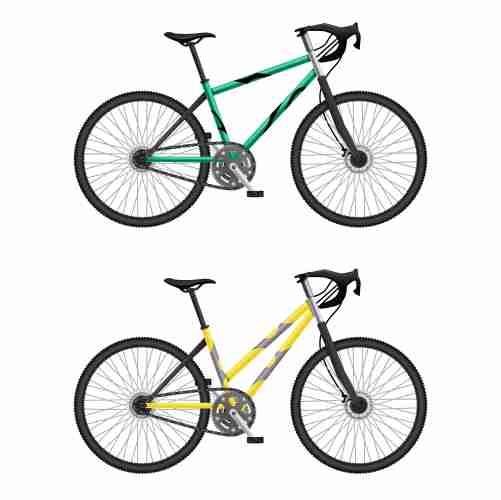 realistic bicycle set with different models illustration 1 طرح وکتور پشت زمینه زرد