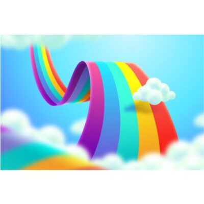 طرح وکتور رنگین کمان و ابر و آسمان