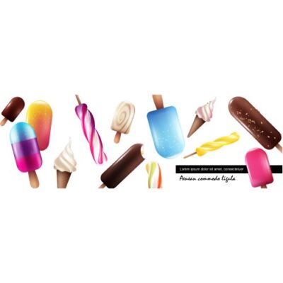 طرح وکتور انواع بستنی کیم شکلاتی مارپیچ یخمک