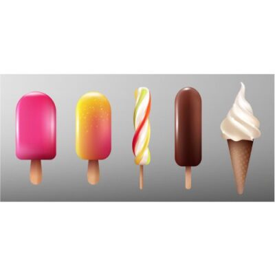 طرح ست انواع بستنی قیفی کیم پیچی و توت فرنگی