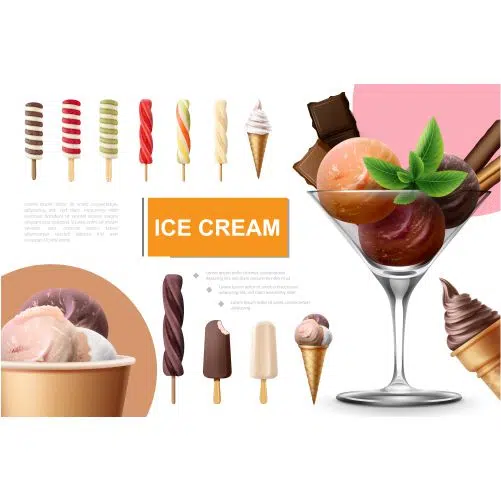 realistic ice cream collection with lollipop fruit 1 استیکرهای بستنی ناز_2