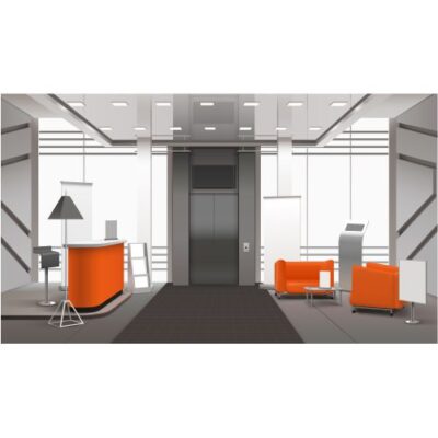 موکاپ طرح دیزاین داخلی لابی ساختمان