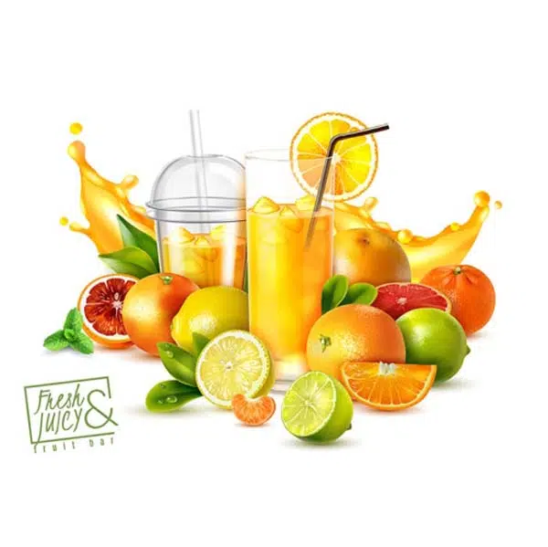 realistic poster with citrus fruits glasses cold fresh juice white 1 طرح وکتور بک گراند بورد و کیت الکترونیک