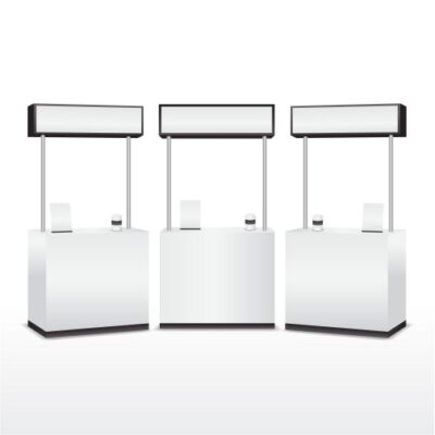 موکاپ پیشخان تبلیغاتی - غرفه ایستاده