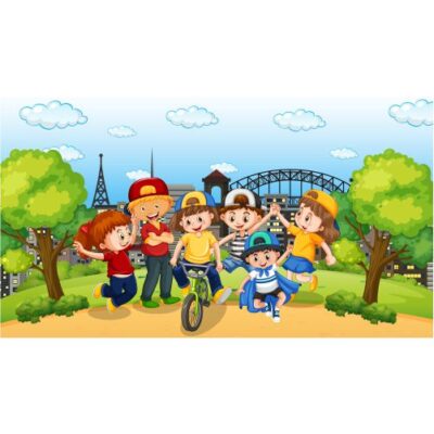 وکتور بازی کودکانه در طبیعت و شهر بازی