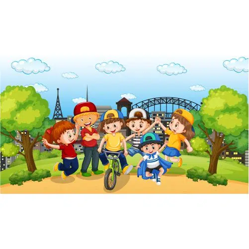 scene with many children park 1 آیکون های ورزشی - بازی ها - بک گراند