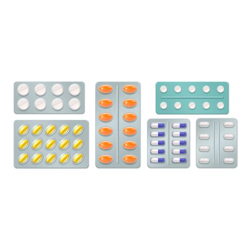 set blisters with medicine pills capsules 1