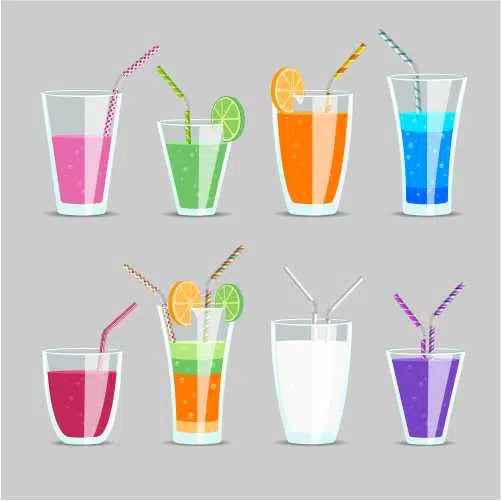 set cocktail fruit juice drinks glass milkshake orange tonic mix exotic ingredient with straw 1 شکوفه-نوشیدنی-کوکتل-بار-انتزاعی-وکتور-لوگو-کارت-ویزیت-قالب