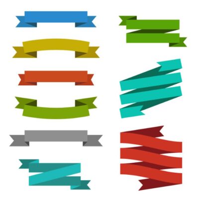 ست 9 عدد ربان قرمز سبز آبی طوسی و زیمنسی - لیبل - قاب آماده