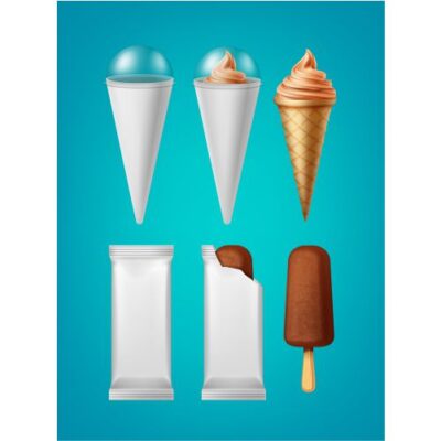 وکتور انواع بستنی کیم قیفی با روکش محافظ