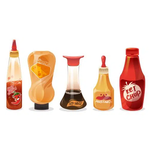 set sauces dressings glass plastic bottles 1 قالب